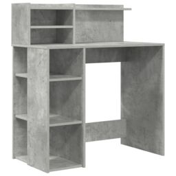 Berkfield Home Desk with Storage Concrete Grey 90x48x101.5 cm Engineered wood - thumbnail 2