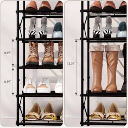 FORGEVIO Black 10 Tier Shoe Storage Rack Large Capacity Organiser & Top Shelf - thumbnail 4