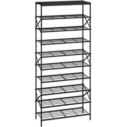 FORGEVIO Black 10 Tier Shoe Storage Rack Large Capacity Organiser & Top Shelf - thumbnail 1