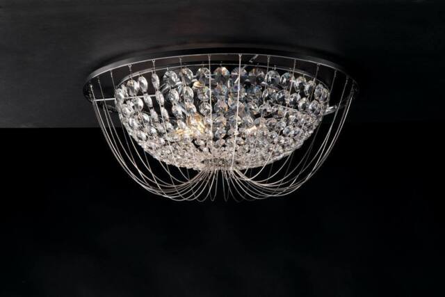 Netlighting Vienna Crystal K9 Flush Ceiling Light Chrome E14 in Silver