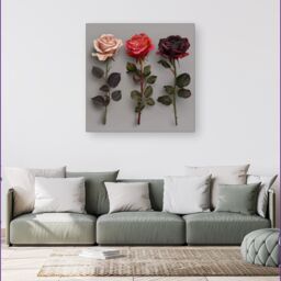 Warren Reed - Designer 3 Red & Pink Roses Canvas - Size: w40 inch x h40 inch - thumbnail 1