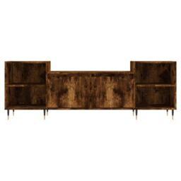 Berkfield Home TV Cabinet Smoked Oak 160x35x55 cm Engineered Wood in Brown - Size: 160 x 35 x 55 cm - thumbnail 5
