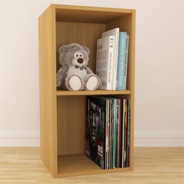 "VOGREX Large Oak Vinyl LP Record Storage Box 12"" Cube Cabinet Rack in Brown" - image 1