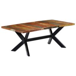 Berkfield Home Beautiful Dining Table 200x100x75 cm Solid Reclaimed Wood - Size: 200 x 100 x 75 cm - thumbnail 6