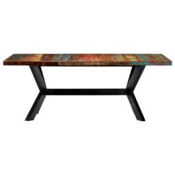 Berkfield Home Beautiful Dining Table 200x100x75 cm Solid Reclaimed Wood - Size: 200 x 100 x 75 cm - thumbnail 3