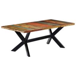 Berkfield Home Beautiful Dining Table 200x100x75 cm Solid Reclaimed Wood - Size: 200 x 100 x 75 cm - thumbnail 7