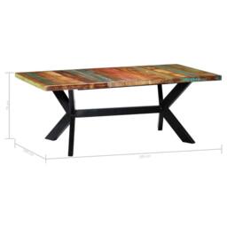 Berkfield Home Beautiful Dining Table 200x100x75 cm Solid Reclaimed Wood - Size: 200 x 100 x 75 cm - thumbnail 5