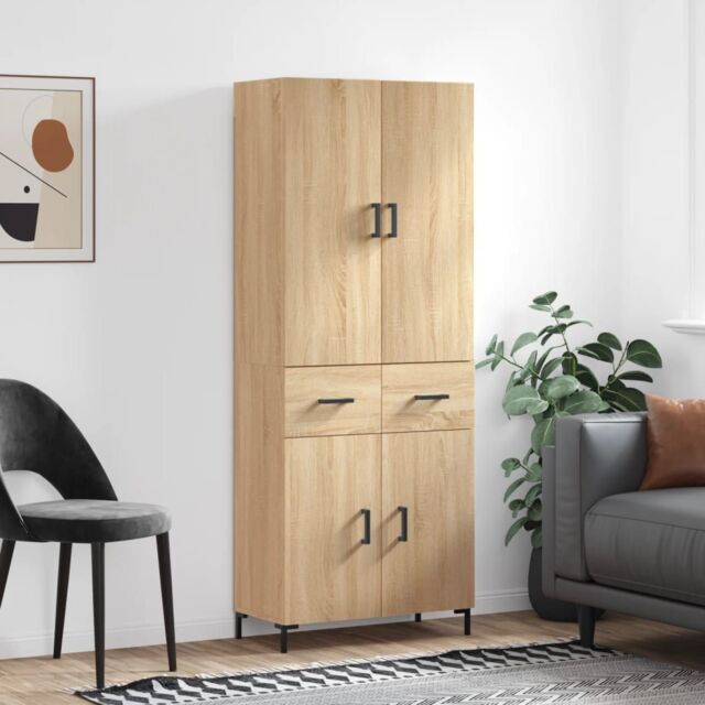 Berkfield Home Highboard Sonoma Oak 69.5x34x180 cm Engineered Wood in Brown - image 1