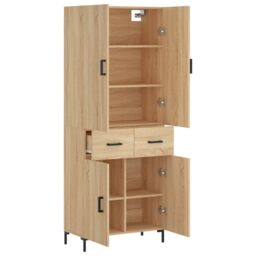 Berkfield Home Highboard Sonoma Oak 69.5x34x180 cm Engineered Wood in Brown - thumbnail 4