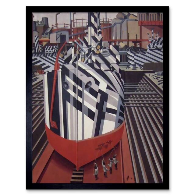 "Artery8 Wadsworth Dazzle-Ships Liverpool Drydock 12x16"" Framed Wall Art Print in Red - Size: W12"" x H16""" - image 1