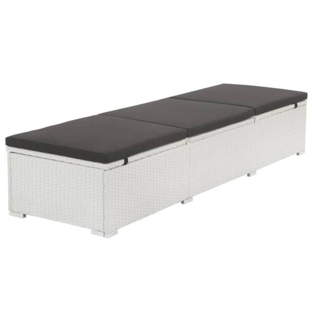Berkfield Home Sun Lounger with Black Cushion Poly Rattan White - image 1