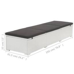 Berkfield Home Sun Lounger with Black Cushion Poly Rattan White - thumbnail 6