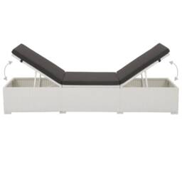Berkfield Home Sun Lounger with Black Cushion Poly Rattan White - thumbnail 4