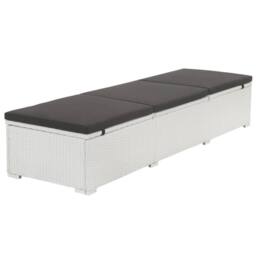 Berkfield Home Sun Lounger with Black Cushion Poly Rattan White - thumbnail 1