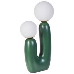 Wyld and Coco Green U-Shaped Resin Table Lamp with Double Glass Shades - thumbnail 4