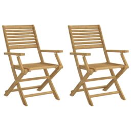 Berkfield Home Folding Garden Chairs 2 pcs 54.5x61.5x86.5 cm Solid Wood Acacia in Brown - thumbnail 2