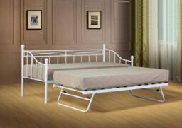 Comfy Living Ltd Metal Daybed With Trundle in White - Size: Single - thumbnail 1