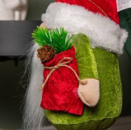 Samuel Alexander 71cm Standing Christmas Gonk with Santa Hat & Extendable Legs in Reg & Green - thumbnail 6
