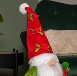 Samuel Alexander 71cm Standing Christmas Gonk with Santa Hat & Extendable Legs in Reg & Green - thumbnail 4