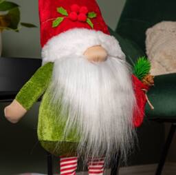 Samuel Alexander 71cm Standing Christmas Gonk with Santa Hat & Extendable Legs in Reg & Green - thumbnail 5