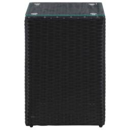 Berkfield Home Side Tables 3 pcs with Glass Top Black Poly Rattan - thumbnail 4