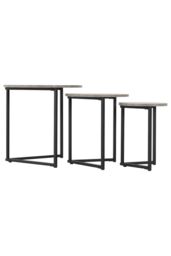 Seconique Athens Round Nest of Tables in Charcoal - thumbnail 2