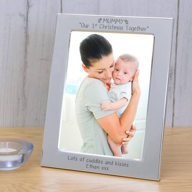 Uniqueful Women's Personalised Mummy Our 1st Christmas Together Silver Plated Frame - image 1