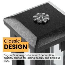 Novecrafto Granite Memorial Lantern with Flower - Grave Ornaments for Cemetery in Black - thumbnail 4