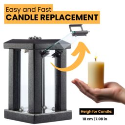 Novecrafto Granite Memorial Lantern with Flower - Grave Ornaments for Cemetery in Black - thumbnail 6
