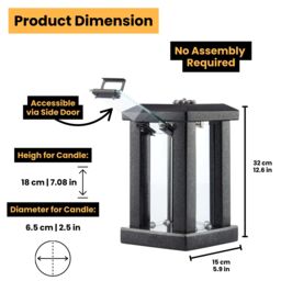 Novecrafto Granite Memorial Lantern with Flower - Grave Ornaments for Cemetery in Black - thumbnail 3
