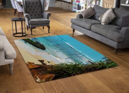 Benjamin Tate Design Fishermen On The Ocean Coast Of Sri Lanka Designer Rug in Natural - Size: Large - thumbnail 2