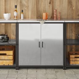 Berkfield Home Kitchen Storage Cabinet with Shelf with Storage with Door Silver Galvanised steel - thumbnail 4