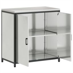 Berkfield Home Kitchen Storage Cabinet with Shelf with Storage with Door Silver Galvanised steel - thumbnail 5