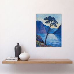"Artery8 Lone Tree on Loch Ness Scottish Highlands Lake Wall Art Print in Blue - Size: W24"" x H32""" - thumbnail 4