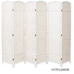 EONLION 6 Panel Weave Wicker Room Divider Hand Made in Beige - Size: 500mm - thumbnail 2