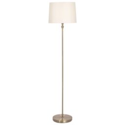 First Choice Lighting Antique Brass Floor Lamp with Cream Shade in Gold - thumbnail 2