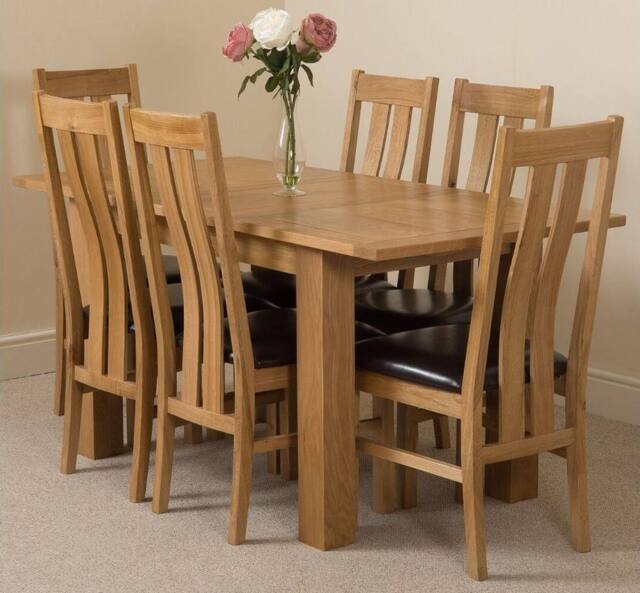 Thats Furniture Hampton 120-160cm Oak Extending Dining Table & 6 Princeton Chairs in Brown - image 1