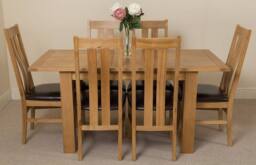 Thats Furniture Hampton 120-160cm Oak Extending Dining Table & 6 Princeton Chairs in Brown - thumbnail 2