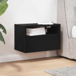 Berkfield Home Wall-mounted Bedside Cabinet Black 45x26x28.5 cm - thumbnail 3