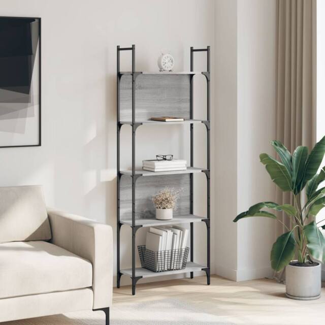 Berkfield Home Decorative Bookshelf 5-Tier Grey Sonoma 60.5x24x166.5 cm Engineer - image 1