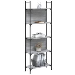 Berkfield Home Decorative Bookshelf 5-Tier Grey Sonoma 60.5x24x166.5 cm Engineer - thumbnail 4