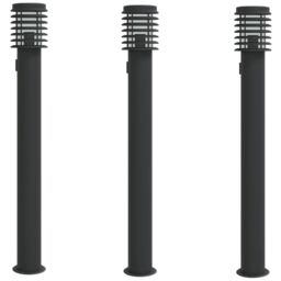 Berkfield Home Outdoor Floor Lamps with Outlet 3pcs Black 110cm Stainless Steel - thumbnail 2