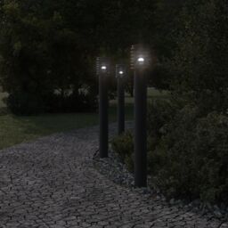 Berkfield Home Outdoor Floor Lamps with Outlet 3pcs Black 110cm Stainless Steel - thumbnail 3
