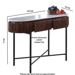 IH Design Tilden Mango Wood Console Table With Marble Top & Metal Legs in White - thumbnail 6