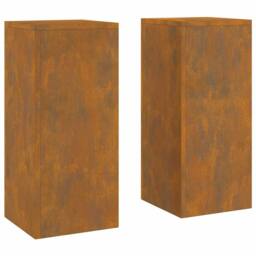 Berkfield Home Outdoor Plant Stands Pillar 2 pcs 24x24x55 cm Weathering Steel - Size: 24 x 24 x 55 cm - thumbnail 3