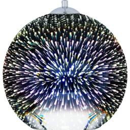 Wyld and Coco Hanging Pendant Lamp - Glossy Silver Glass Ball Shade - thumbnail 2