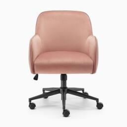FurnitureboxUK Vivienne Velvet Swivel Office Chair in Pink - thumbnail 4