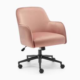 FurnitureboxUK Vivienne Velvet Swivel Office Chair in Pink - thumbnail 3