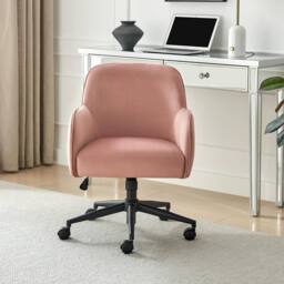 FurnitureboxUK Vivienne Velvet Swivel Office Chair in Pink - thumbnail 2