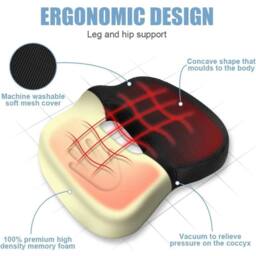 Kelvenix Orthopaedic Chair Seat Cushion in Black - Size: 100 cm x 190 cm - thumbnail 3